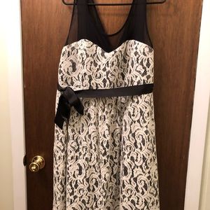 Black dress with white lace overlay